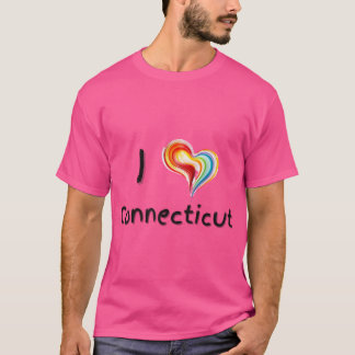 I Love Connecticut with a Colourful Swirling Heart T-Shirt