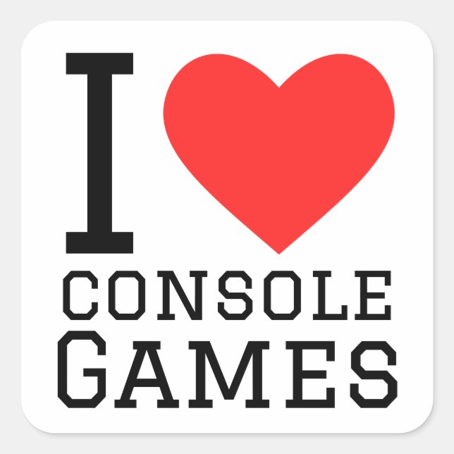 I love console games square sticker (Front)