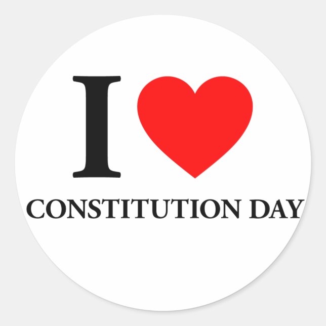 I Love Constitution Day Classic Round Sticker (Front)