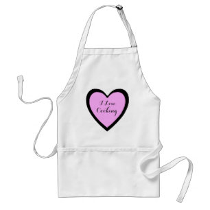 I Love Cooking Pink Heart Apron
