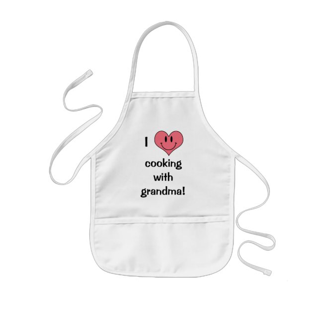 I Love Cooking with Grandma! Cute Heart Smilie Kids Apron (Front)