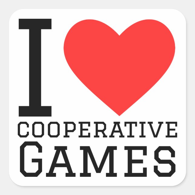 I love cooperative games lovers square sticker (Front)
