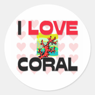 I Love Coral Classic Round Sticker