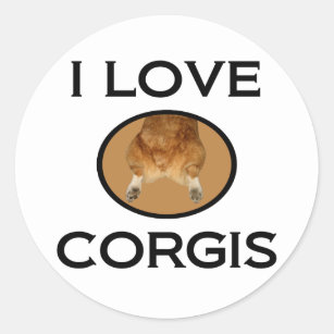 I Love Corgis Corgi Butt Classic Round Sticker