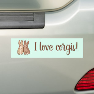 "I Love Corgis!" Two Cute Corgis Bumper Sticker
