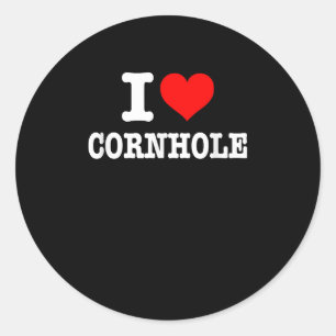 I Love Cornhole I Heart Cornhole Classic Round Sticker
