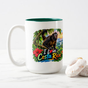 I Love Costa Rica Howler Monkey Two-Tone Coffee Mug