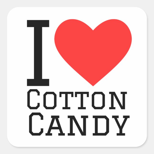 I love cotton candy  square sticker (Front)