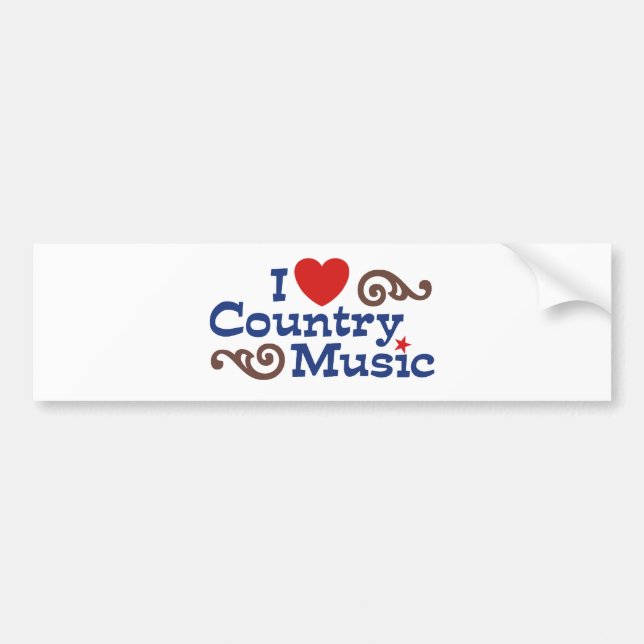 I Love Country Music Bumper Sticker (Front)