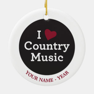 I Love Country Music Ceramic Tree Decoration