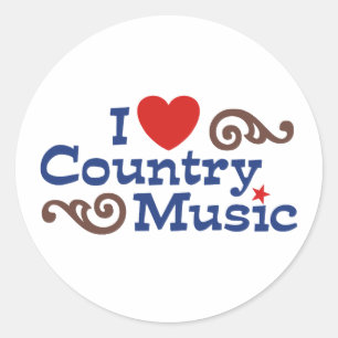 I Love Country Music Classic Round Sticker