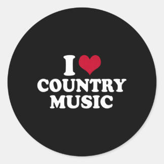 I Love Country Music Classic Round Sticker
