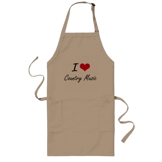 I Love COUNTRY MUSIC Long Apron (Front)