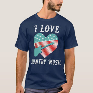 I Love Country Music Retro Vintage Guitar American T-Shirt