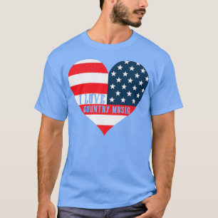 I Love Country Music Retro Vintage Guitar American T-Shirt