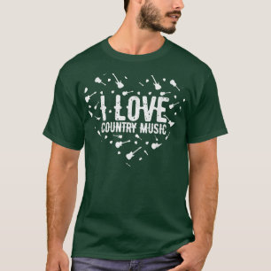 I Love Country Music Retro Vintage Guitar T-Shirt