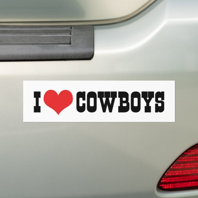I Love Cowboys Bumper Sticker (On Car)