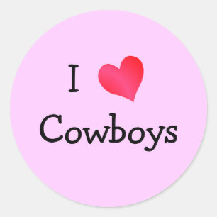 I Love Cowboys Classic Round Sticker