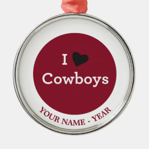 I Love Cowboys Metal Tree Decoration