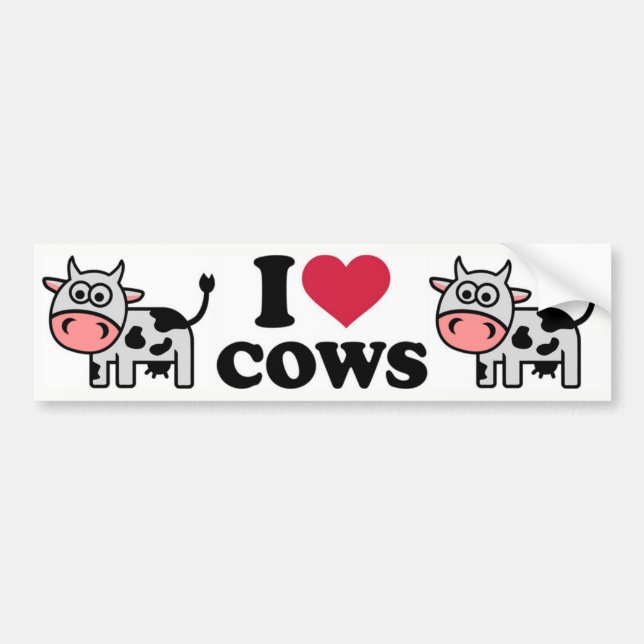 I Love Cows Bumper Sticker (Front)