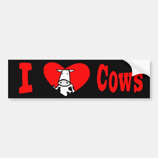 I Love Cows Bumper Sticker (Front)