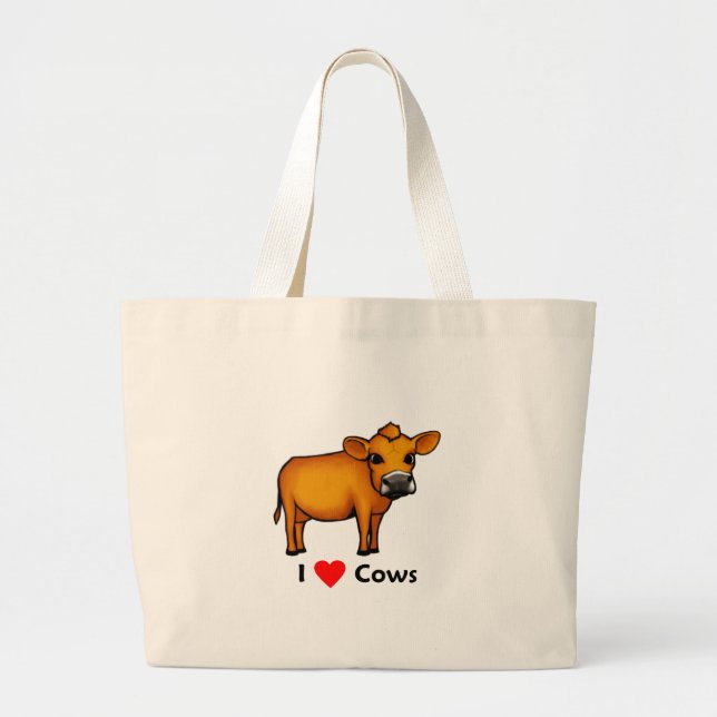 I love Cows Large Tote Bag (Front)