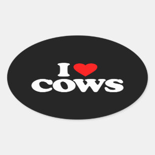 I LOVE COWS OVAL STICKER