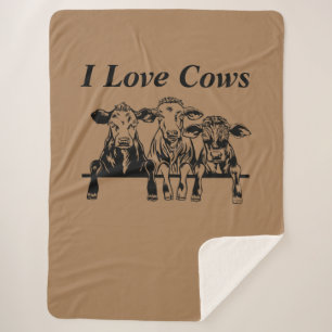 I Love Cows Sherpa Blanket