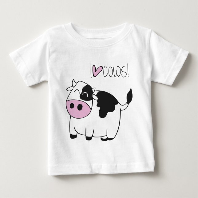 I love cowsI Love Cows - cute funny cartoon cow Baby T-Shirt (Front)