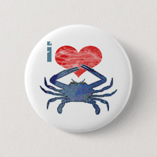 I Love Crab 6 Cm Round Badge