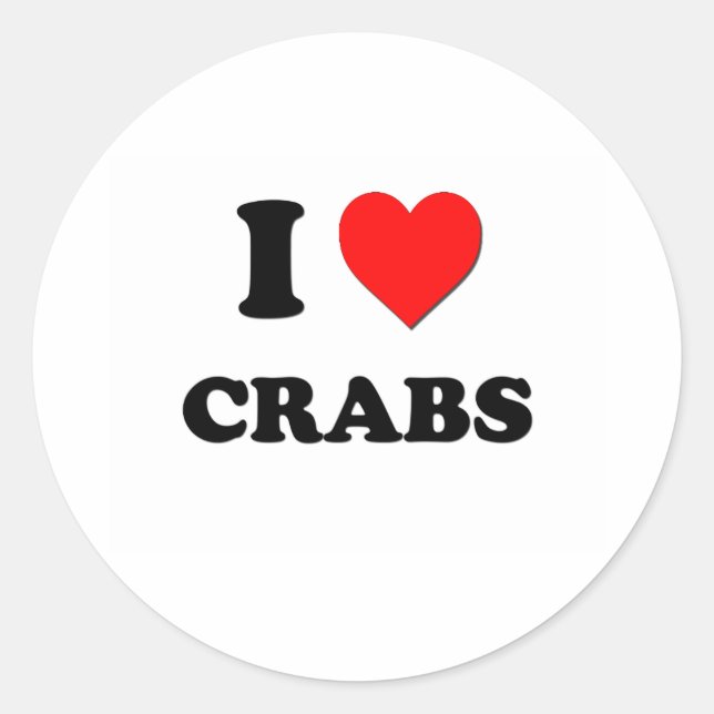I love Crabs Classic Round Sticker (Front)