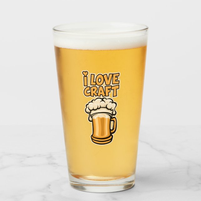 I Love Craft Beer Glass (Front Filled)