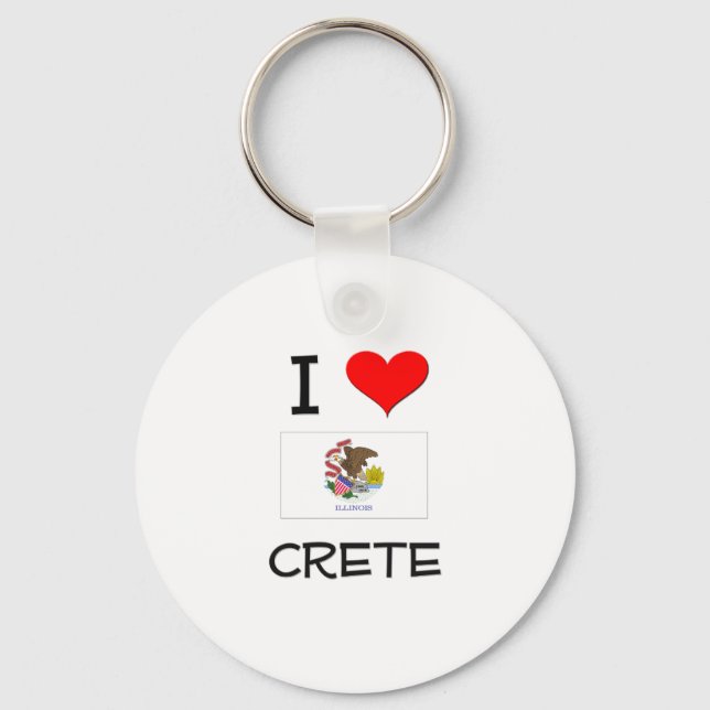 I Love CRETE Illinois Key Ring (Front)
