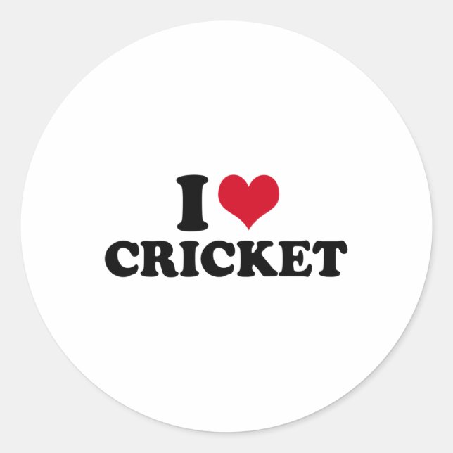 I Love Cricket  Classic Round Sticker (Front)