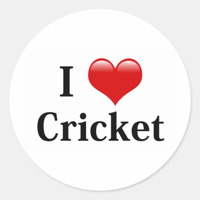 I Love Cricket Classic Round Sticker (Front)