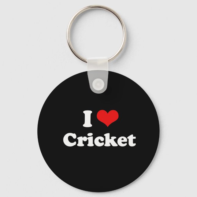 I Love Cricket Tshirt Key Ring (Front)