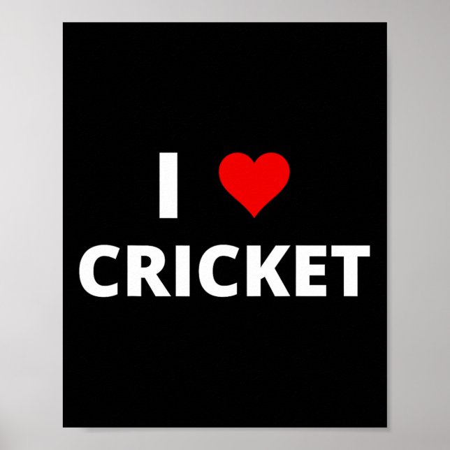 I Love Cricket (with A Red Heart)  Poster (Front)
