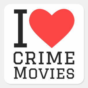 I love crime movies square sticker