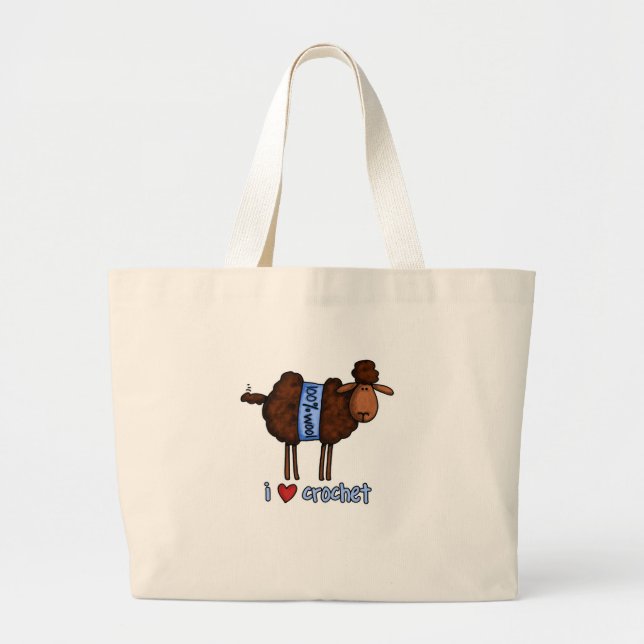 i love crochet large tote bag (Front)