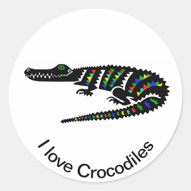 I love CROCODILES  - Reptile- Wildlife - USA Classic Round Sticker (Front)