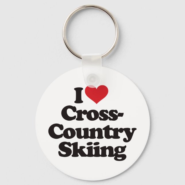 I Love Cross Country Skiing Key Ring (Front)