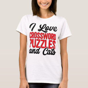 I Love Crossword Puzzles And Cats Puzzle Cat Lover T-Shirt