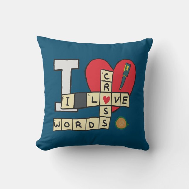 I Love Crossword Puzzles Cushion (Front)