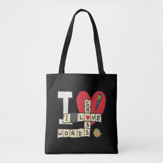 I Love Crossword Puzzles Tote Bag (Front)