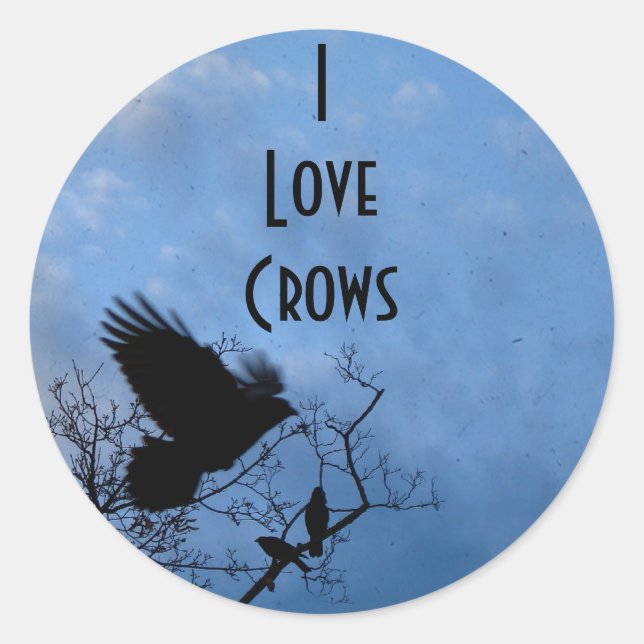 I Love Crows Classic Round Sticker (Front)
