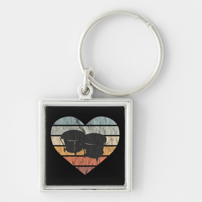 I Love Cuban Bongo Drums Key Ring (Front)