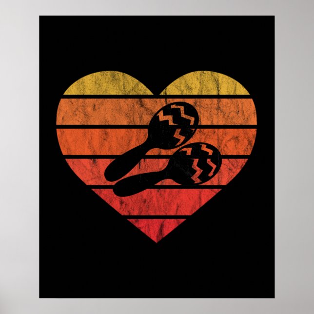 I Love Cuban Maracas Percussion Poster (Front)
