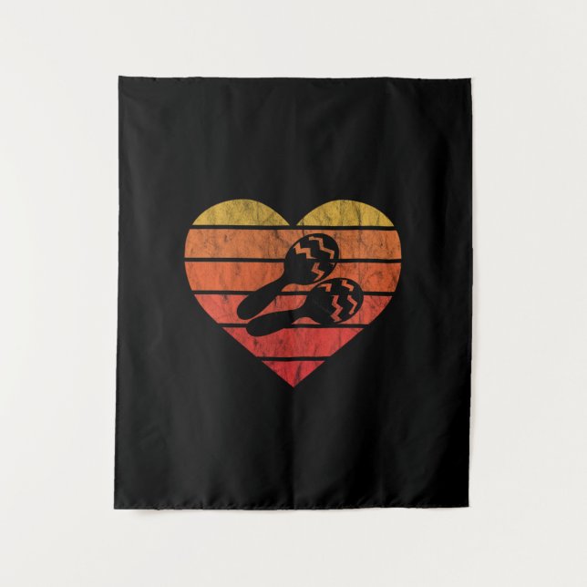 I Love Cuban Maracas Percussion Tapestry (Front)