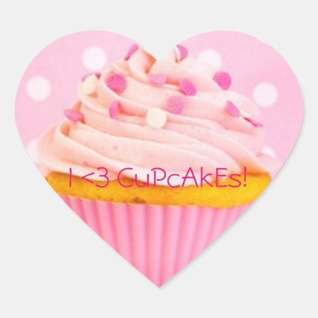 I love cupcakes heart sticker (Front)
