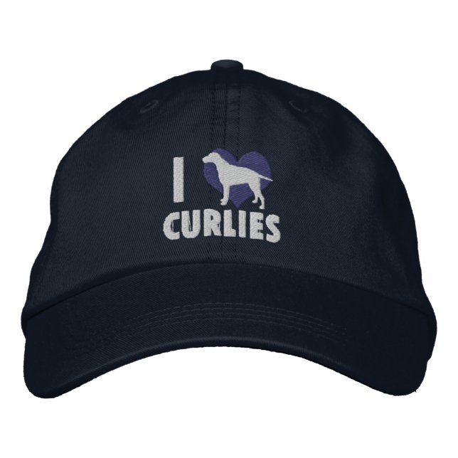 I Love Curlies Embroidered Hat (Blue) (Front)